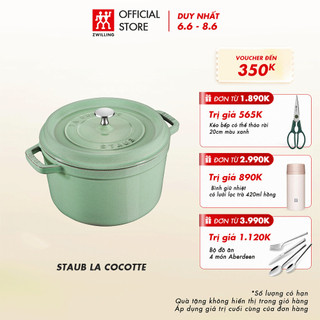 Nồi tròn sâu lòng STAUB bằng gang đúc tráng men 24cm, màu sage /4.75 L