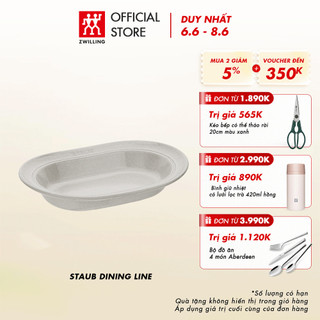 Đĩa sâu lòng STAUB bằng sứ 25cm, màu white truffle
