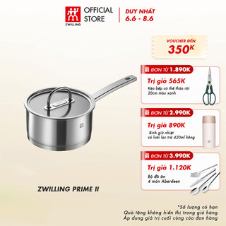 Quánh ZWILLING Prime II bằng thép không gỉ, nắp kính 18cm /2.5 L