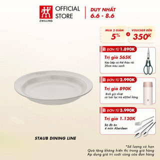 Đĩa sâu lòng STAUB bằng sứ 22cm, màu white truffle