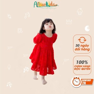 Váy cho bé gái ALBERKIDS công chúa đỏ kem cho trẻ em 2,3,4,5,6,7,8,9,10,11,12 tuổi