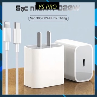 Sạc nhanh PD 20W gồm củ sạc cổng type C và dây type C ra linghting nguyên bộ chính hãng