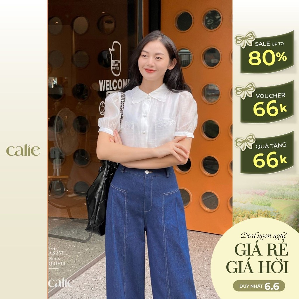 Áo sơ mi nữ ngắn tay chất liệu tơ mềm mịn CALIE AS257
