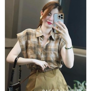 SƠ MI GU KẺ TAY LIỀN ĐỆM VAI DÚT GẤU