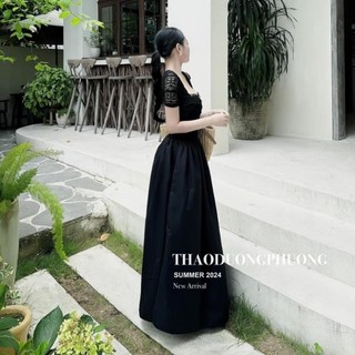 VÁY  REN CỔ VUÔNG PHỐI CHÂN THÔ