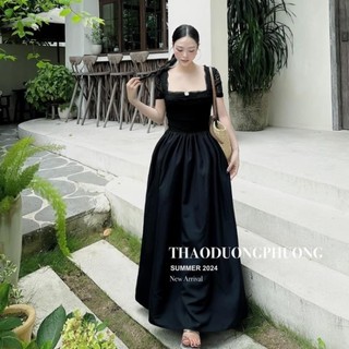 VÁY  REN CỔ VUÔNG PHỐI CHÂN THÔ
