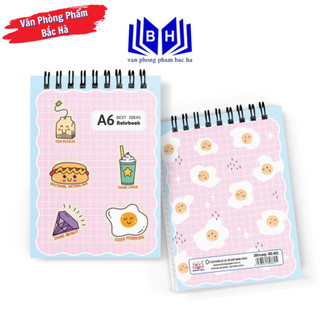 Sổ gáy xoắn a6 minh châu, sổ lò xo a6 kt 10.5cm x 15cm, sổ tay gáy xoắn a6 nhiều hình