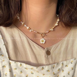 Vòng cổ LILI tông vàng mùa hè phối ngọc mặt bông hoa nữ tính SACHI necklace - LILI’S SUMMER BEADS