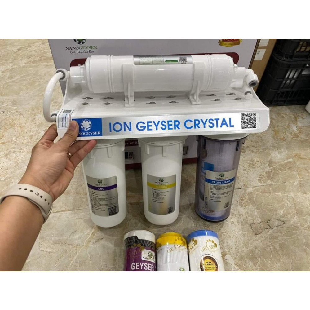 Bộ tiền xử lý Ion Geyser Crystal Nano Geyser 4 cấp, tiền lọc Nano diệt khuẩn dành cho máy Ion kiềm