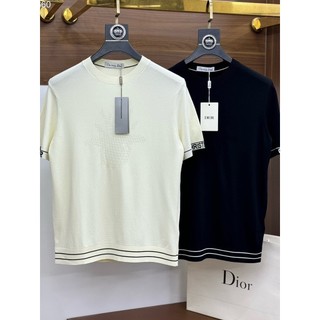 [ Hàng Chuẩn ] Áo phông T shirt Dior len mỏng logo check tay kẻ cạp LA on web