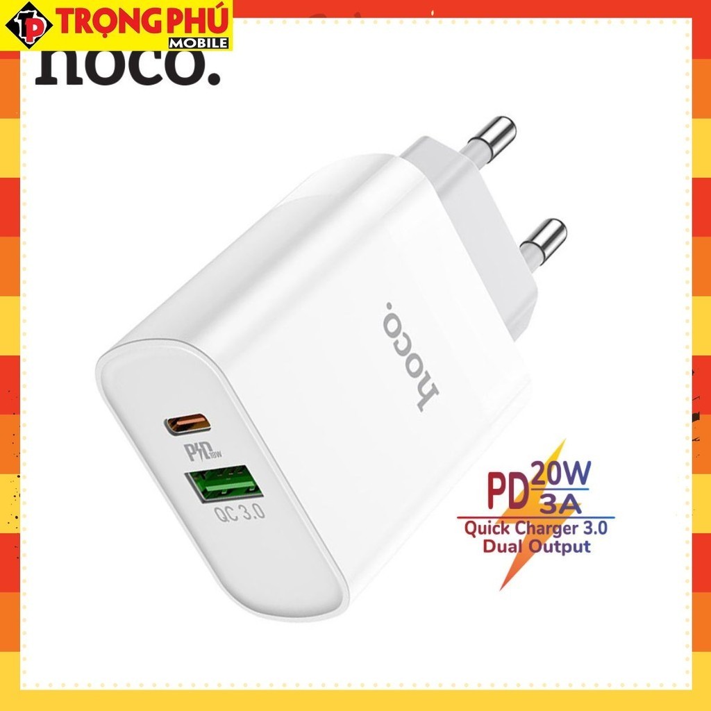 Cốc sạc Hoco C80A 20w ra 2 cổng USB+TypeC
