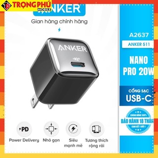 Củ sạc anker 511 nano pro 1c 20w a2637