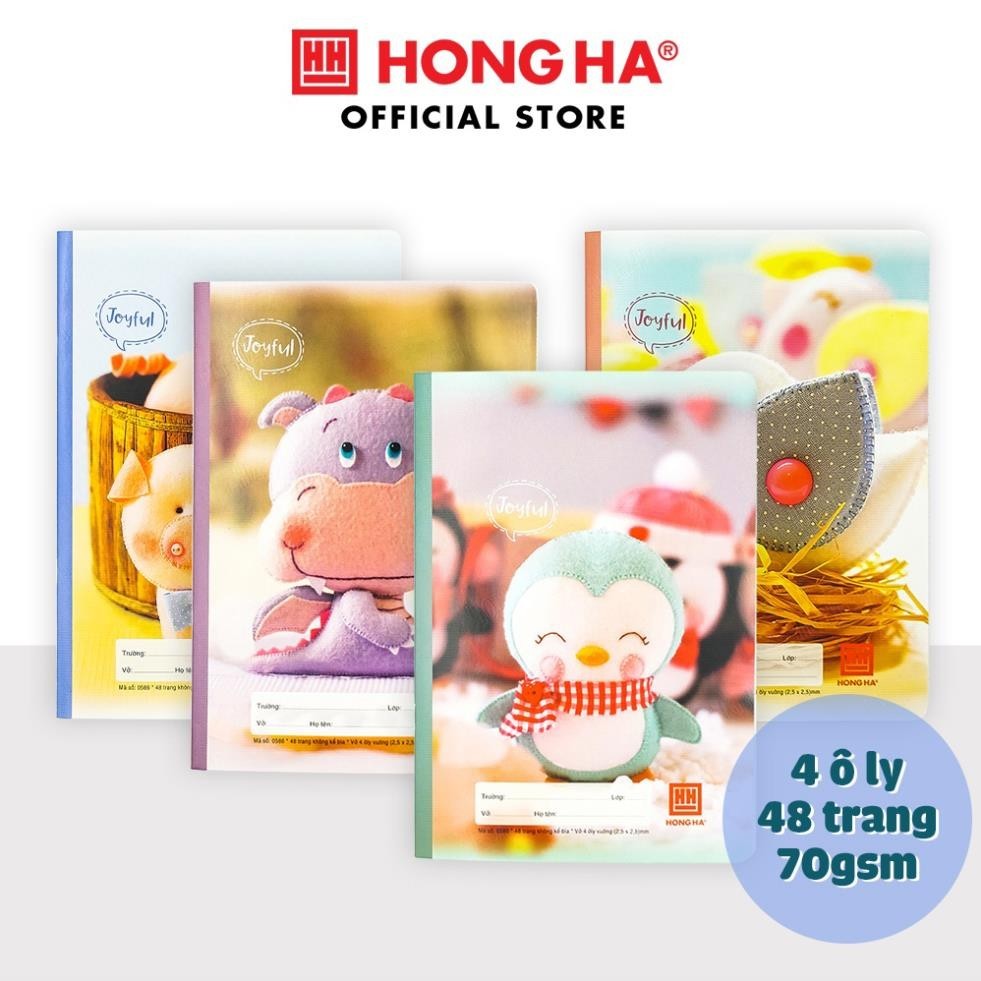 [Lốc 10 cuốn]  Quyển vở 4 ô ly Hồng Hà 48 trang Joyful Hồng Hà 0586
