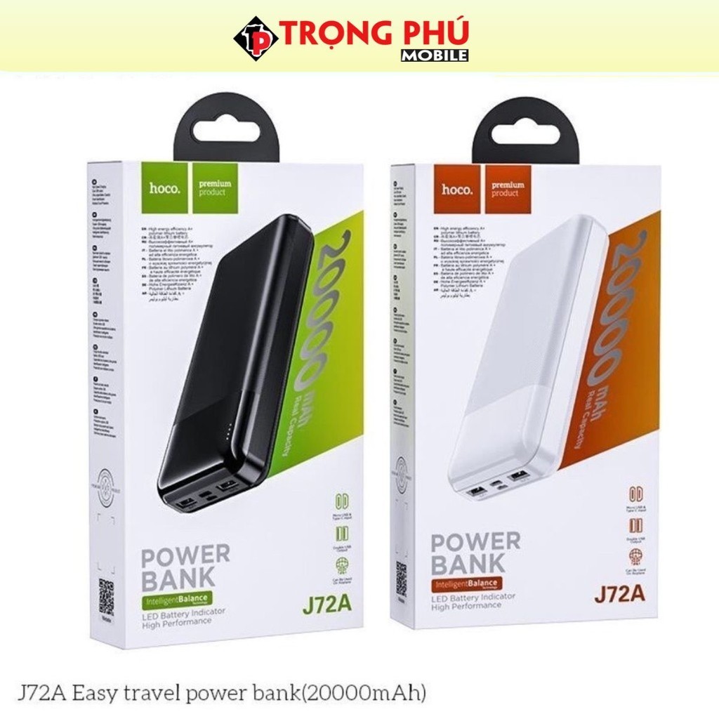 Pin sạc dự phòng Hoco J72A 20000mAh 2 cổng Input/Output max 2A hot