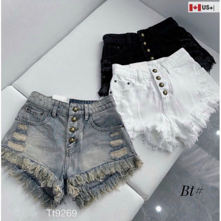 Quần short jeans, quần đùi bò rách tua rua phối nhiều cúc siêu cá tính mặc cực sang chảnh N76 | BigBuy360 - bigbuy360.vn