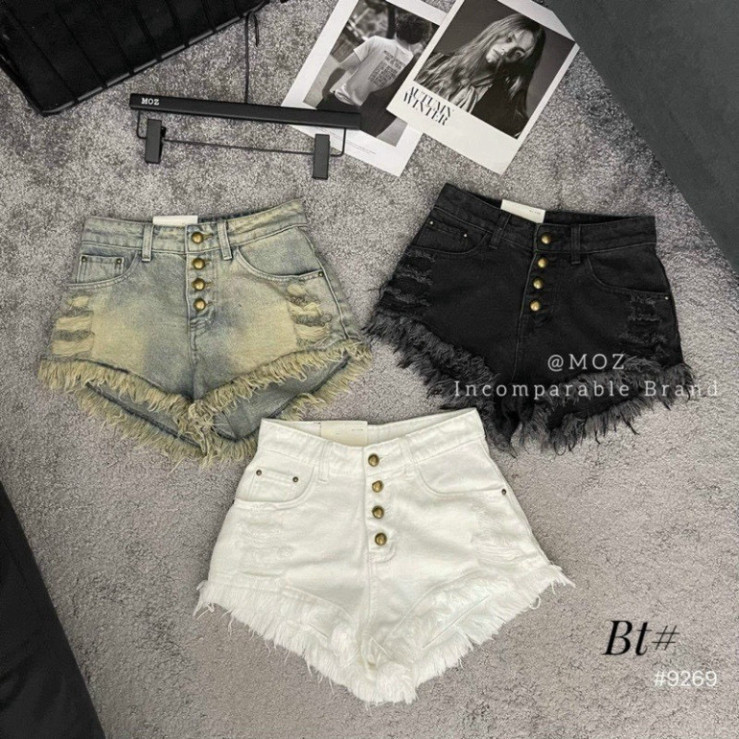 Quần short jeans, quần đùi bò rách tua rua phối nhiều cúc siêu cá tính mặc cực sang chảnh N76 | BigBuy360 - bigbuy360.vn