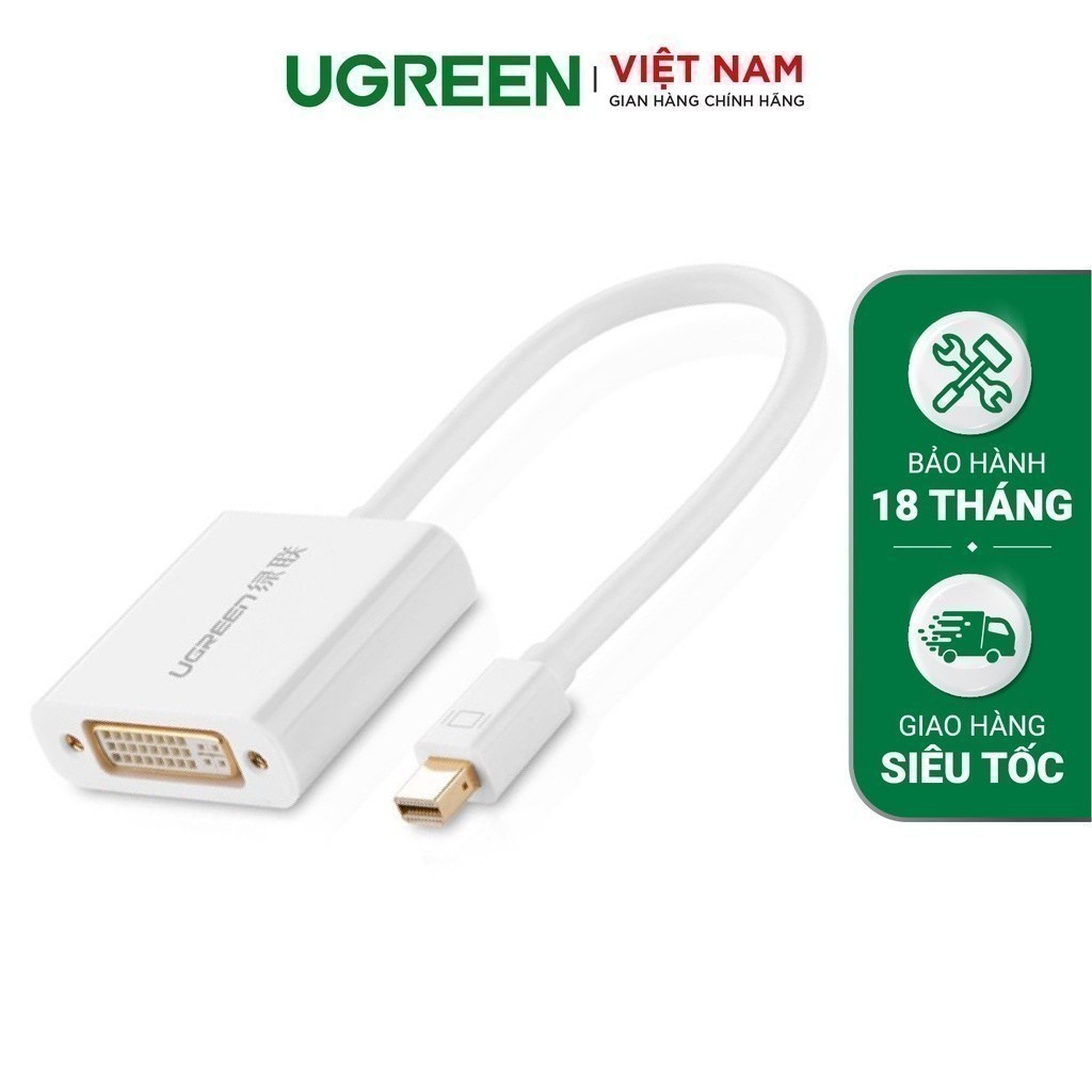 Cáp chuyển đổi Mini DisplayPort to DVI Converter UGREEN 10402 (màu trắng)