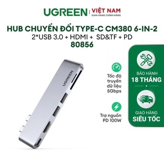 HUB USB Type-C mở rộng cổng 2*USB3 + HDMI + PD + SD/TF UGREEN CM380 80856
