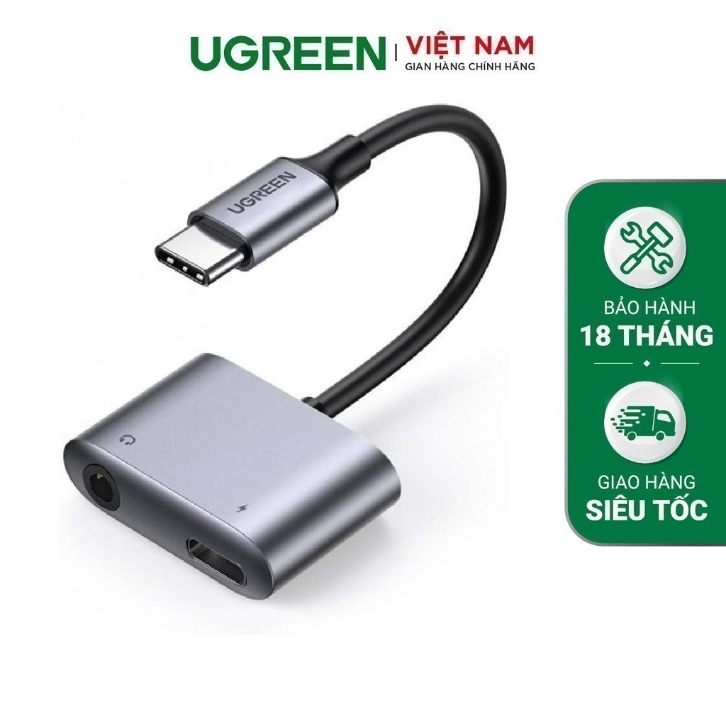 Bộ chuyển đổi có chipset hỗ trợ samsung nguồn PD 7cm usb type c sang 3.5mm Ugreen CM231 60164- Hàng 