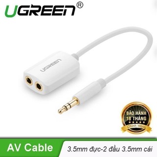 Cáp âm thanh chia 1 đầu jack 3.5mm đực sang hai đầu jack 3.5mm cái dài 20cm UGREEN 10738 (trắng)