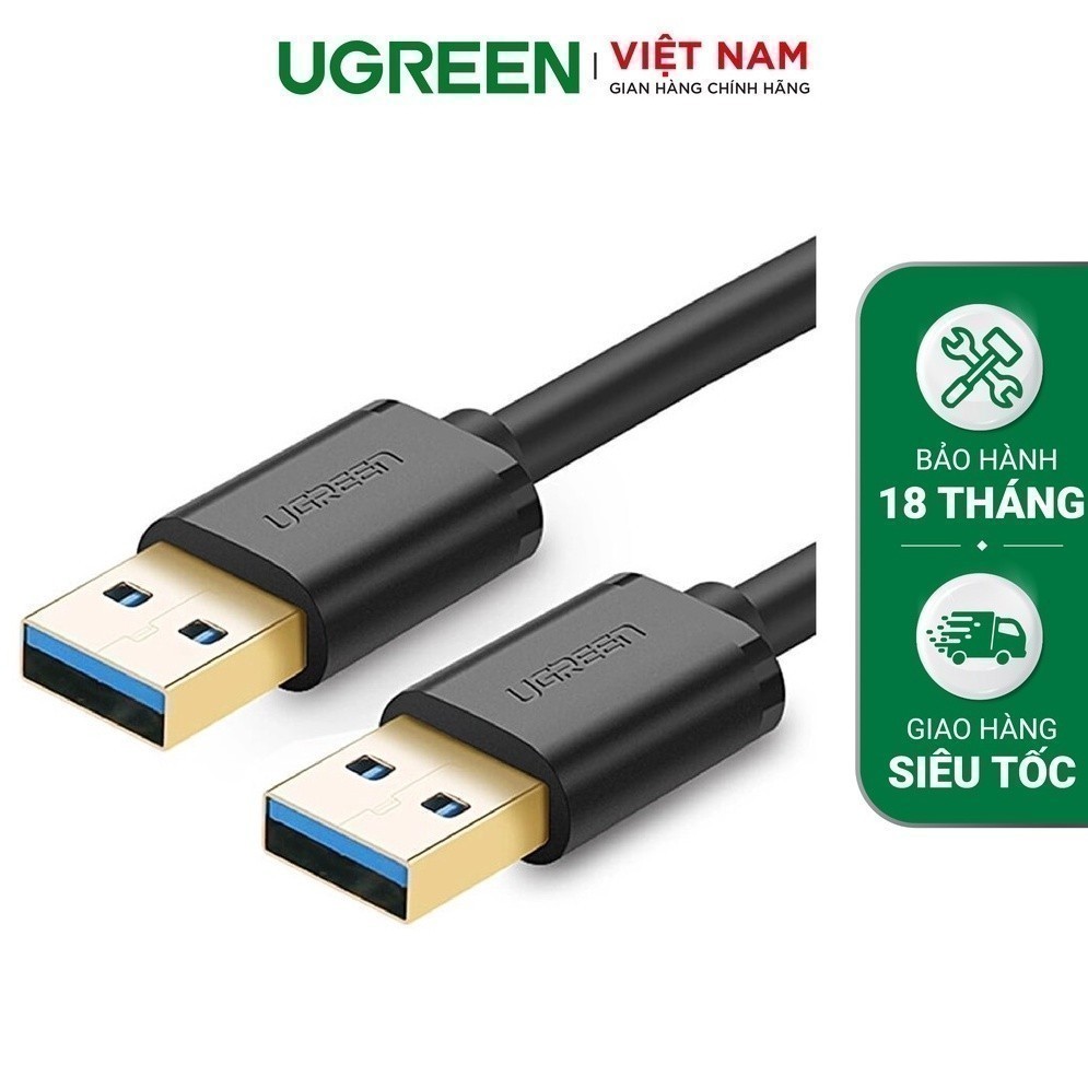 Dây USB 3.0 đực sang đực mạ vàng, dây dạng tròn, độ dài từ 0.5-2m UGREEN US128