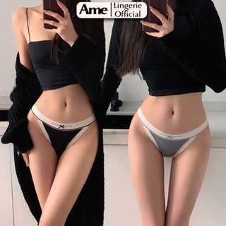Quần lót liền mảnh tam giác viền lụa kháng khuẩn, nâng mông tôn dáng, quần lót nữ thun lạnh Ame