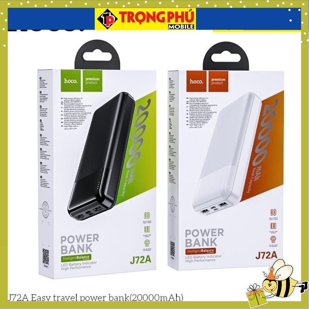 Pin sạc dự phòng Hoco J72A 20000mAh 2 cổng Input/Output max 2A Bán chạy