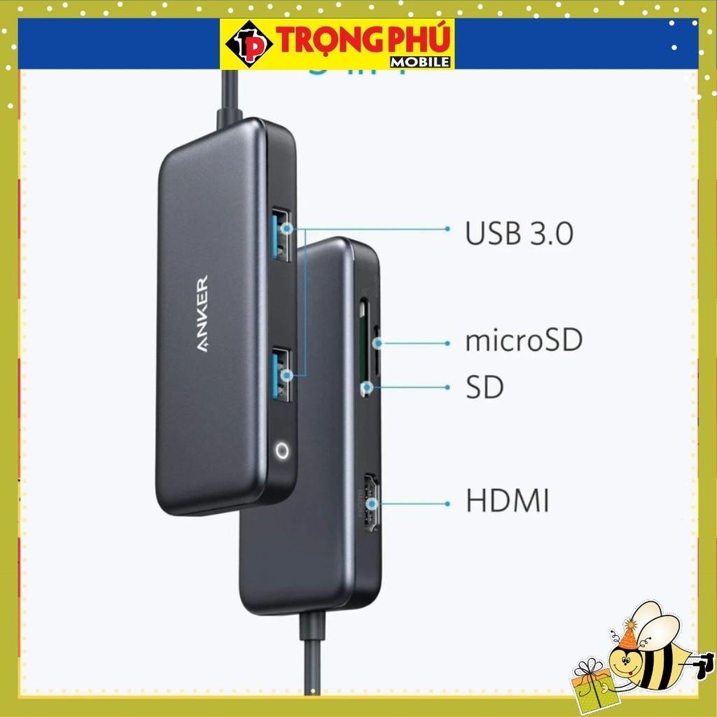 Hub chuyển đổi Anker USB-C Hub Adapter 5-in-1 Bán chạy