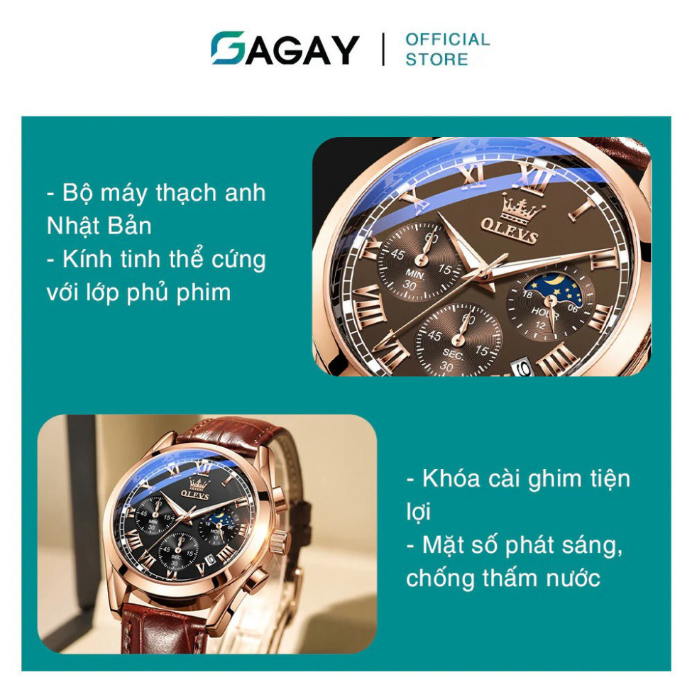 Đồng hồ nam chính hãng 2871 GAGAY Lịch chuyển động, thạch anh, mặt số phát sáng, chống thấm nước GD850 | BigBuy360 - bigbuy360.vn