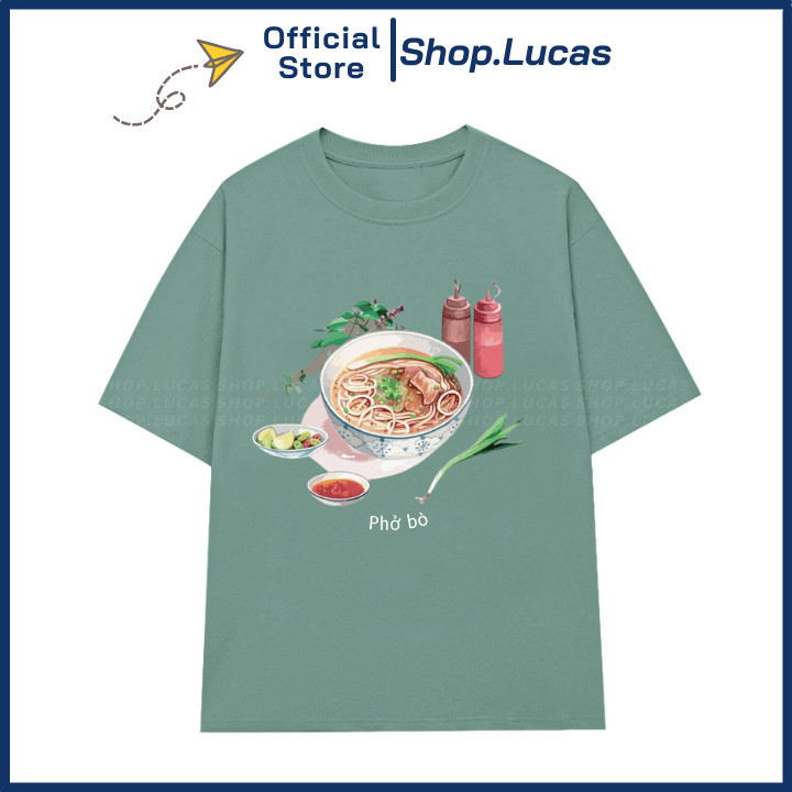 Áo Thun Ẩm Thực Việt Nam PHỞ BÒ Unisex Nam Nữ, CHẤT COTTON THOÁNG MÁT, THẤM HÚT MỒ HÔI UT