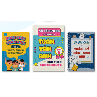 Sách lớp 6 - combo : sổ đề cương toán văn anh lớp 6 + siêu giỏi toán anh lớp 6