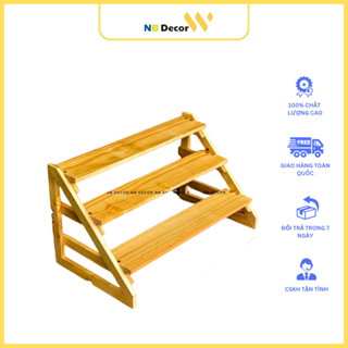 Kệ gỗ tự lắp ráp đa năng, trang trí bàn làm việc, đặt chậu cây cảnh - NB Decor