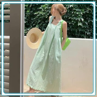 Váy Suông Đầm Suông Hai Dây Bản To Màu Xanh Dáng Dài Hàng Bán Shop_SP