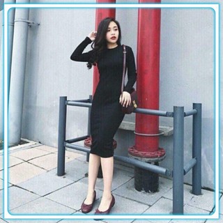 Đầm Len Body Chất Vải Len Mềm Co Dãn ,Váy body len tăm dài tay_SP