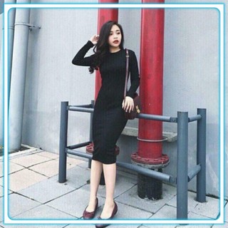 Đầm Len Body Nhiều Màu Siêu Hot , Váy body len tăm dài tay_SP