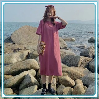 Váy suông - Đầm suông túi ngực chất cotton from đại tới 75kg_SP