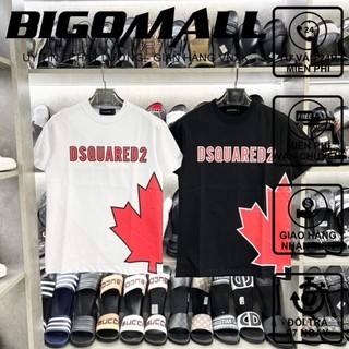 BIGOMALL - Áo phông nam nữ Là đỏ in trước sau DSQ2 unisex freesize form rộng 65kg basic tshirt localbrand ulzzang