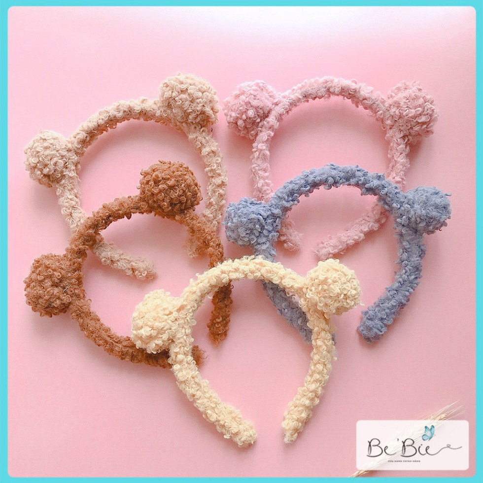 Cài tóc tai gấu hình thú len xù, Bờm cài tóc gấu xinh xắn BeBie BP234