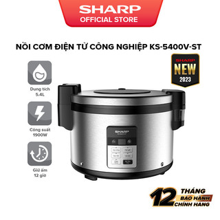 Nồi cơm điện tử công nghiệp sharp chính hãng, dung tích 5.4 lít, giữ ấm 12 giờ - hẹn giờ nấu 24 giờ] ks-5400v-st - hapos