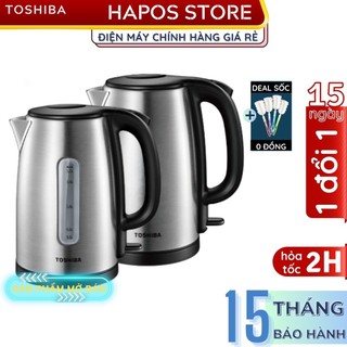 Ấm siêu tốc đun nước inox toshiba kt-17sh1nv / kt-17sh2nv 1,7l có báo đèn, tự ngắt điện - hapos