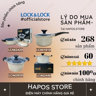 Nồi đá LocknLock Stone chống dính, chảo đá, quánh đá dẫn nhiệt tốt đường kính 18cm 20cm 24cm có thể dùng bếp từ - HAPOS