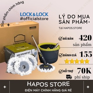 Cây lau nhà LocknLock tự vắt thông minh 360 độ xoay tay mini, bộ lau chùi sàn nhà lock and lock tiện lợi - HAPOS