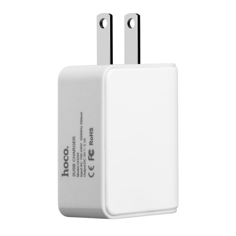 Củ sạc HOCO 2 cổng UH204 Trắng - HAPOS