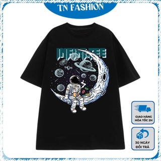 Áo Thun Unisex Ngắn Tay Nam Nữ In Hình Phi Hành Gia, Áo Phông Form Rộng Oversize Premium 100% Cotton 250GSM