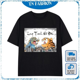 Áo Thun Unisex CHẾ LONG TRANH HỔ ĐẤU, Áo Phông Nam Nữ Form Rộng Oversize Premium Cotton 100%