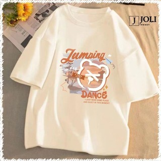 Áo Thun Nữ, Áo Phông Nam Nữ Unisex Tay Lỡ Mã TN Gấu Lumping In Hình Chất Cotton Form Rộng Phong Cách Ulzzang