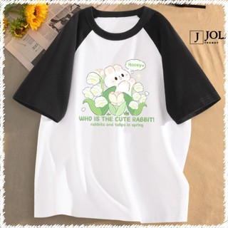 Áo Thun Nữ, Áo Raglan Tee Unisex BST Hoa Hoạt Hình Chất Cotton Form Rộng Cho Nam Nữ