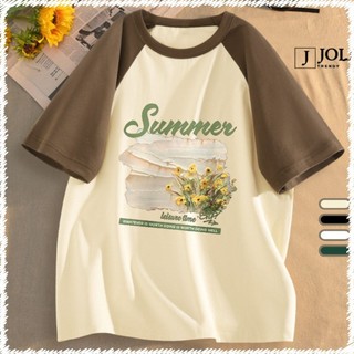 Áo Thun Nữ, Áo Phông Raglan Tee Nam Nữ Unisex Tay Lỡ By JOLI BST19 In Hình Chất Cotton Form Rộng