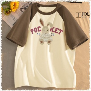 Áo Thun Nữ, Áo Phông Raglan Tee Nam Nữ Unisex Tay Lỡ By JOLI BST12 In Hình Chất Cotton Form Rộng