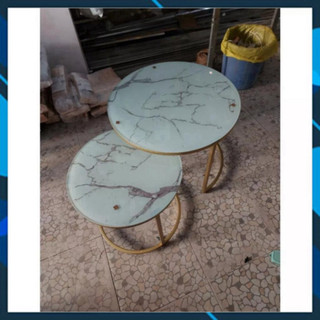 - Bàn sofa - bàn trà đôi mặt kính giả đá, bàn mẹ bồng con - khung sắt sơn tĩnh điện, kính cường lực chống v